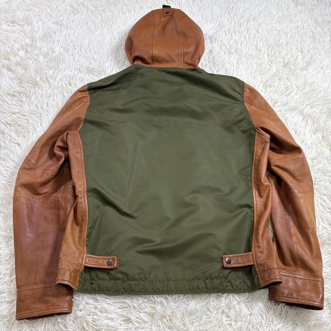 アビレックス レザー切替 フーディ MA-1 ジャケット XL 羊革 ミリタリー