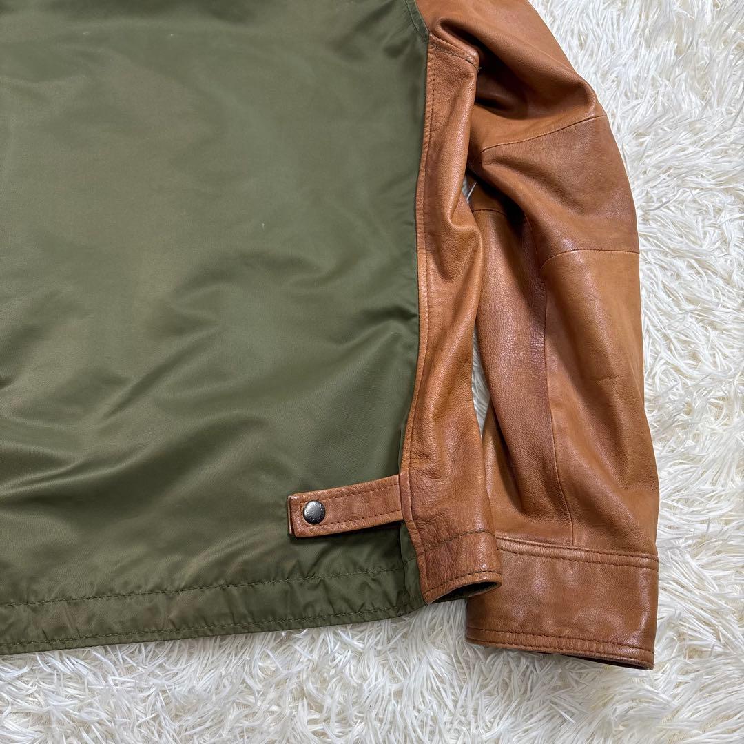 アビレックス レザー切替 フーディ MA-1 ジャケット XL 羊革 ミリタリー