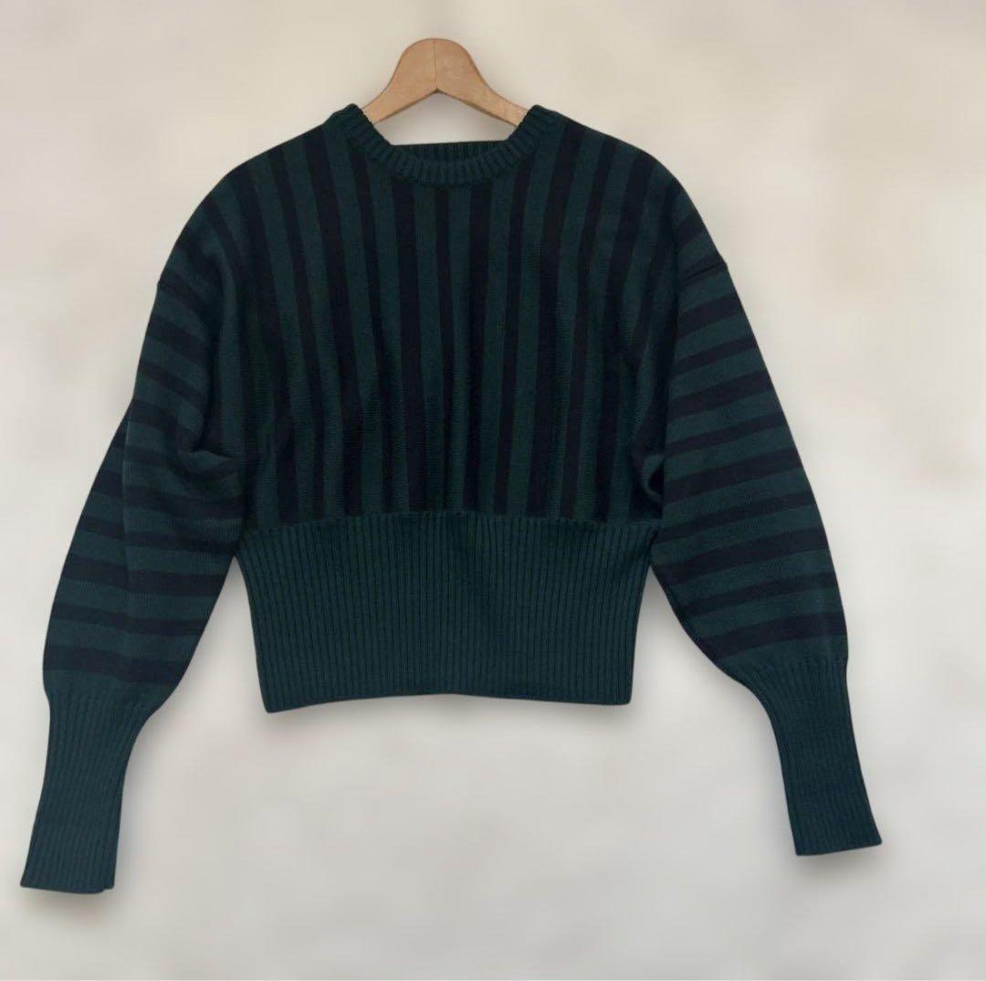 S*Q様 MARNI ダークグリーン ブラック ストライプ ニットM