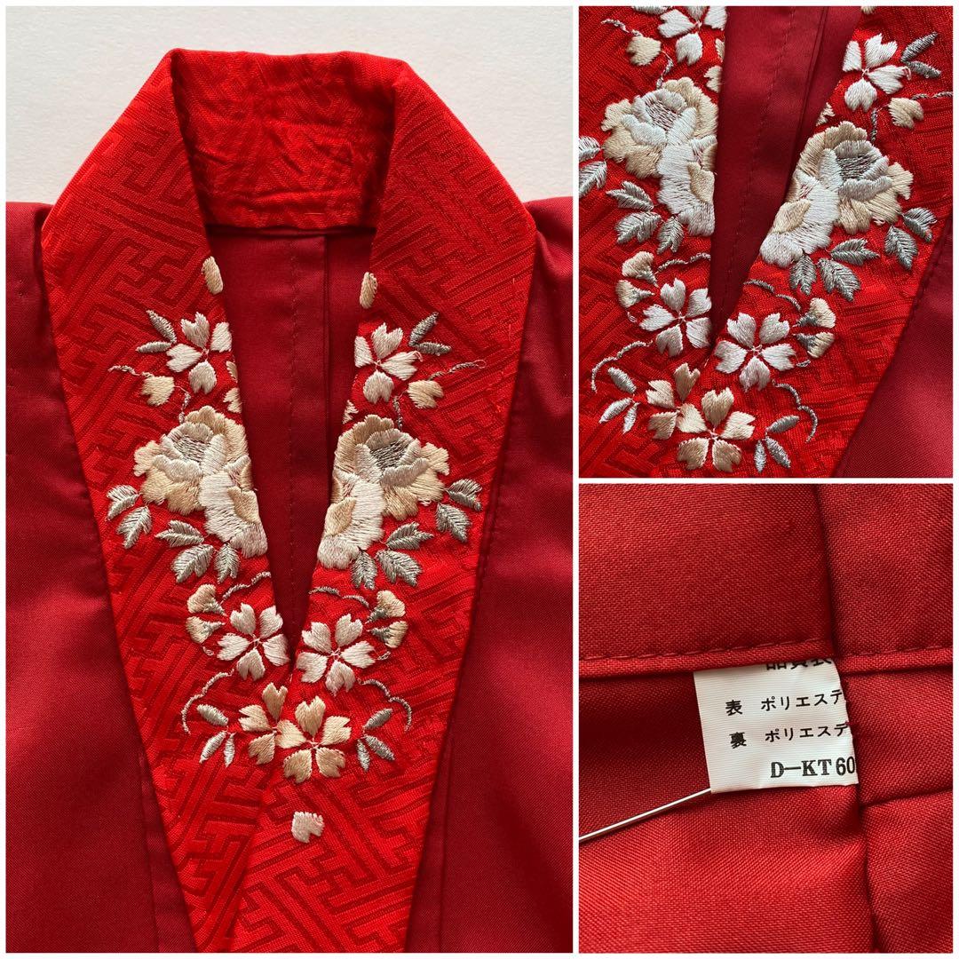 撫松庵　七五三　3歳女児　被布　三つ身着物10点セット　桜　折り鶴　黒地　753