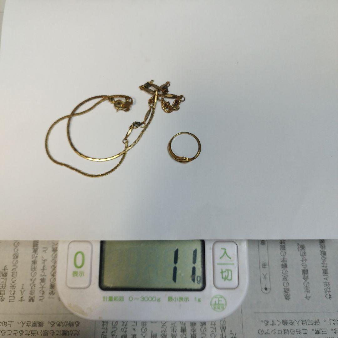 刻印あり K18使用の金のネックレスと金の指輪 チェーン　18金　関東から発送