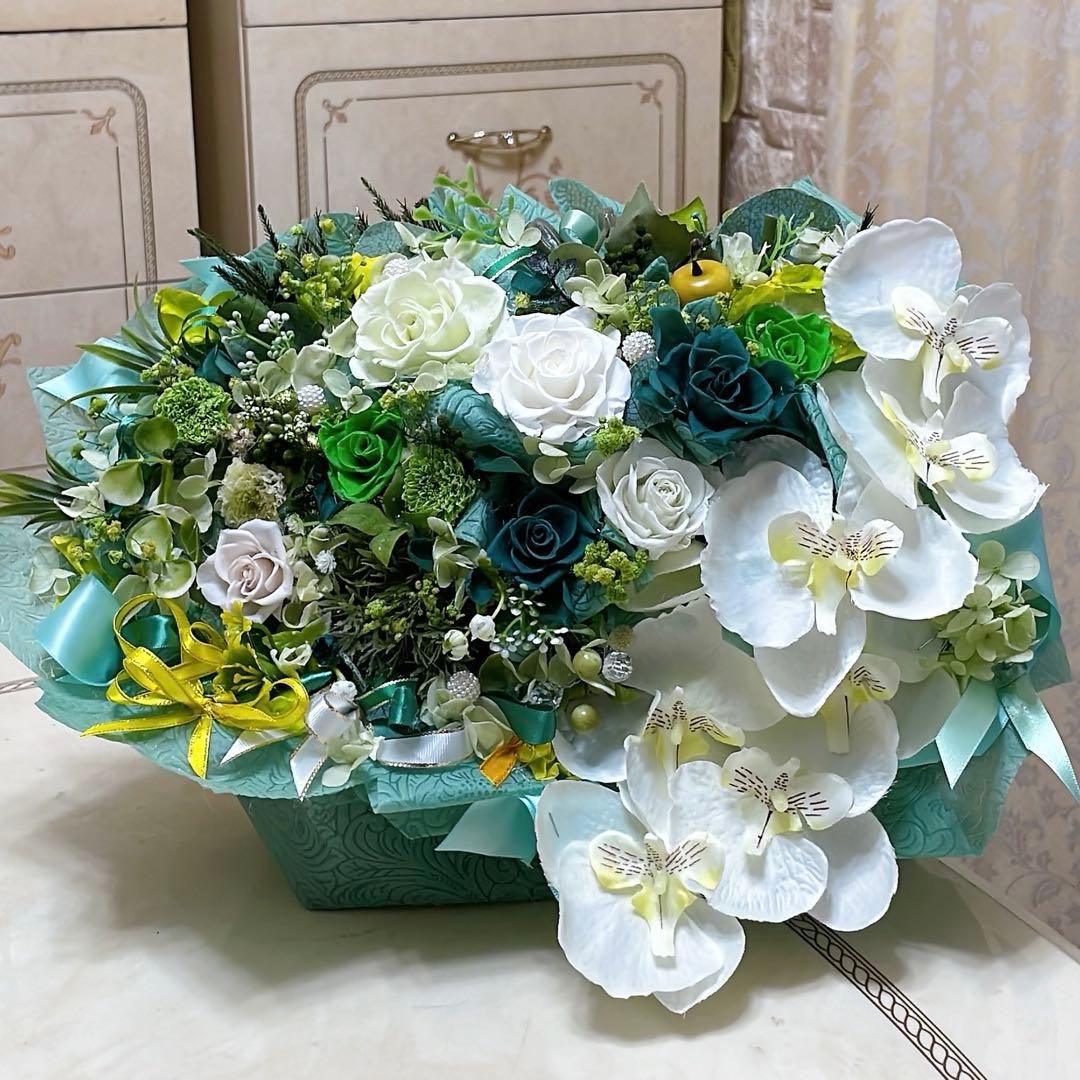 ✨横長アレンジ✨バラミックスアレンジ＆胡蝶蘭（アーティフィシャルフラワーアレンジ