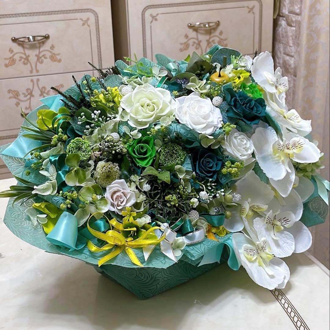 ✨横長アレンジ✨バラミックスアレンジ＆胡蝶蘭（アーティフィシャルフラワーアレンジ