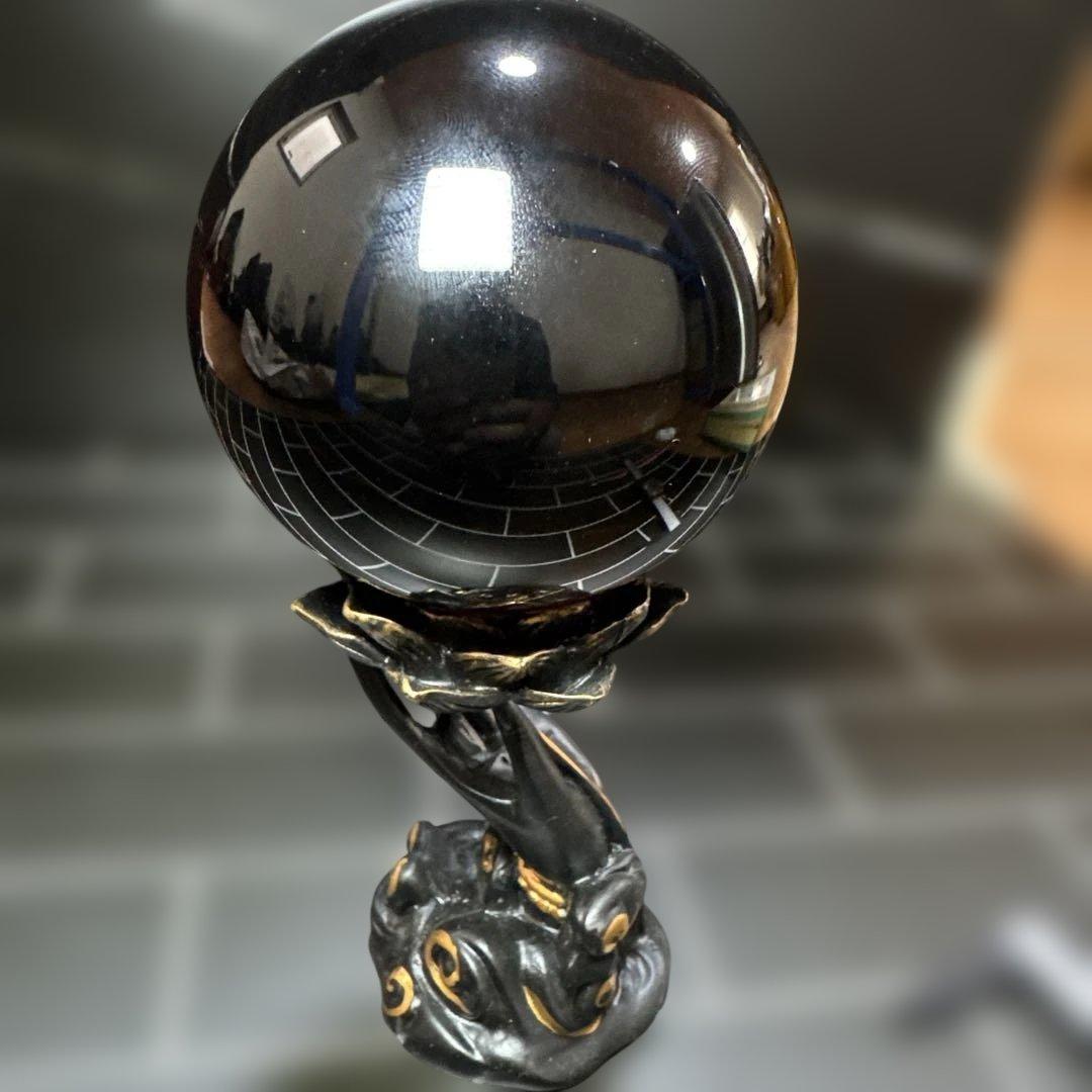 【超希少】魔除け　加熱　モリオンスフィア　黒水晶　約8.7cm
