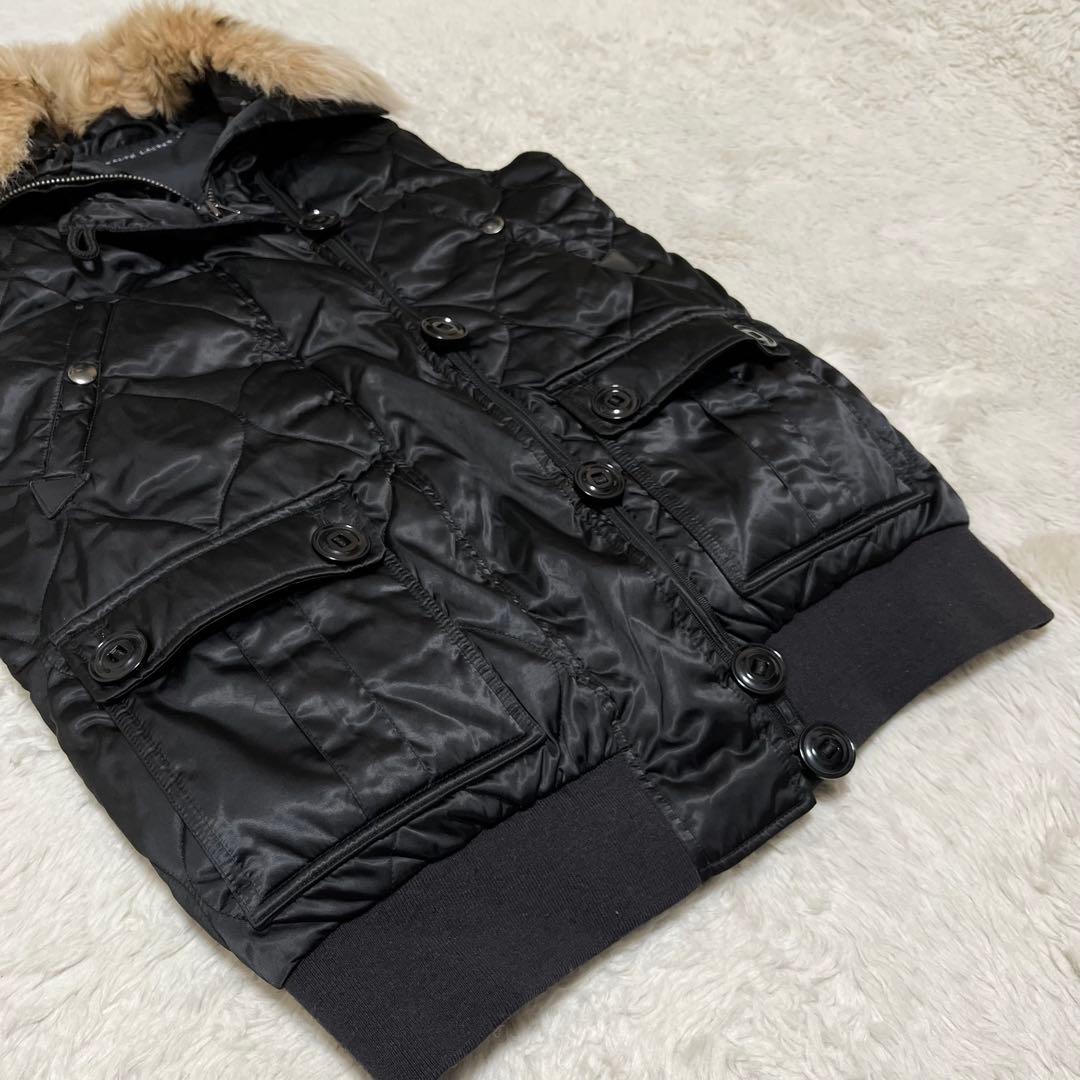 美品　ラルフローレン　キルティング　ダウン　ベスト　黒　ファー　11 L