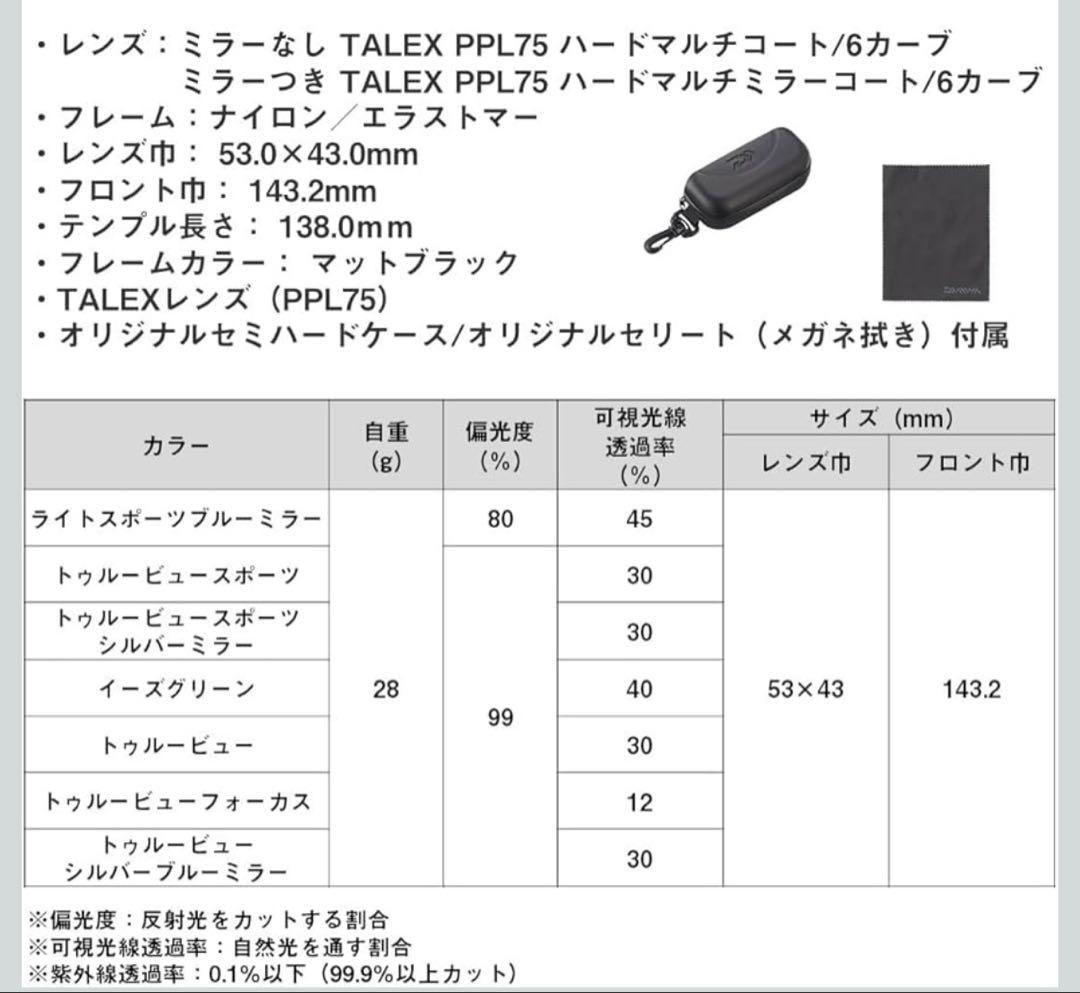 ダイワ　TLX027 ライトスポーツブルーミラー　サングラス