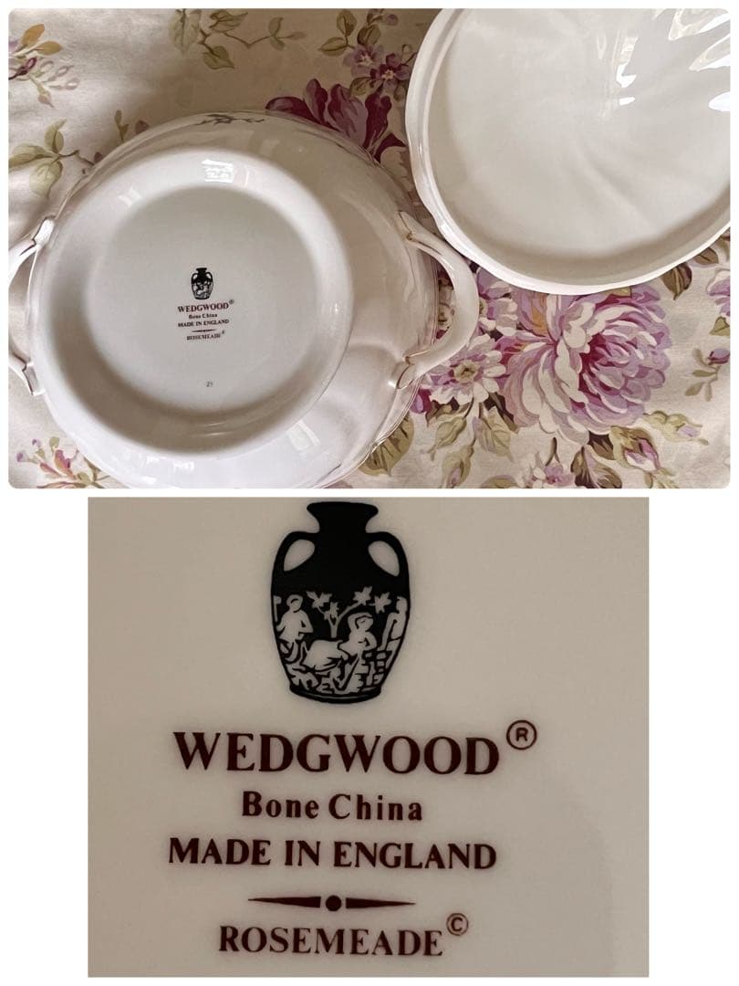 【黒壺美品】ウェッジウッド★ローズミード★カバードベジタブル（蓋付きチューリン）