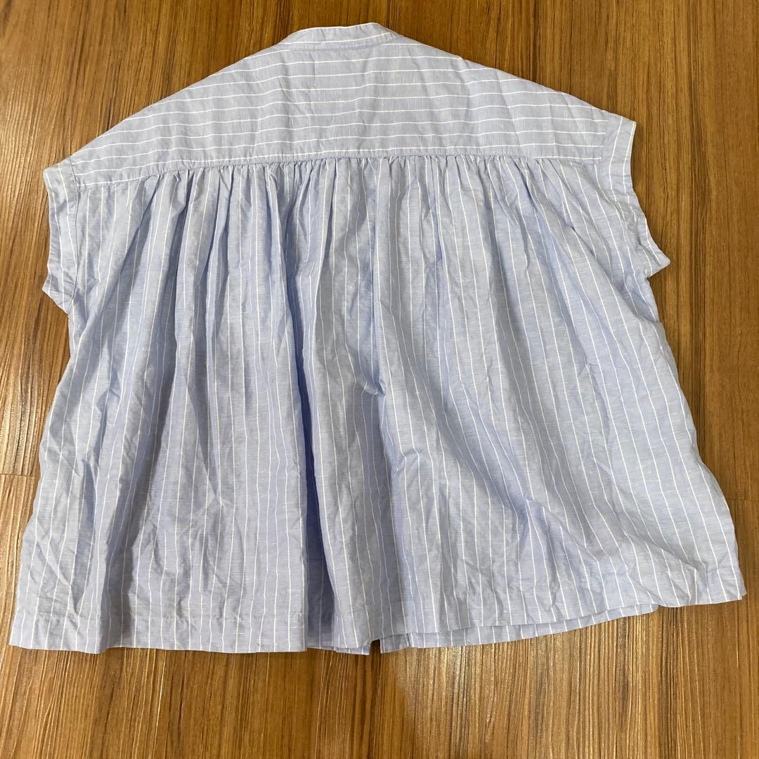 DANTON バンドカラーノースリーブシャツブラウス