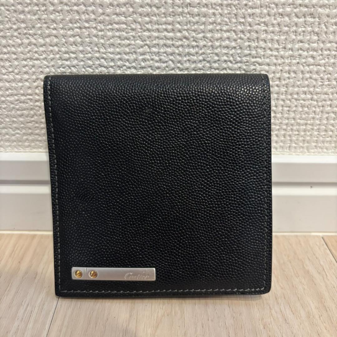 【美品】Cartier カルティエ サントス 二つ折り財布 ロゴプレート
