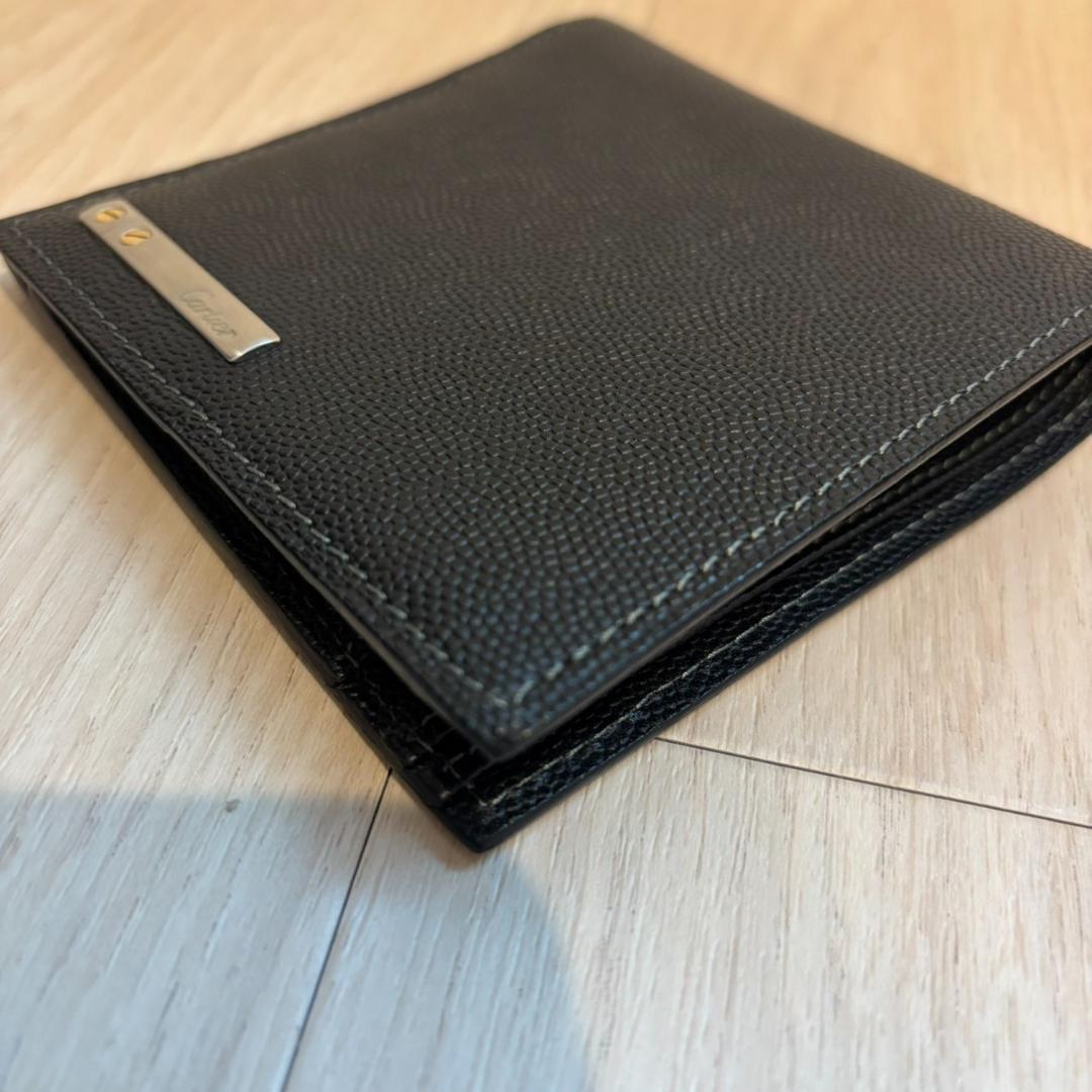 【美品】Cartier カルティエ サントス 二つ折り財布 ロゴプレート