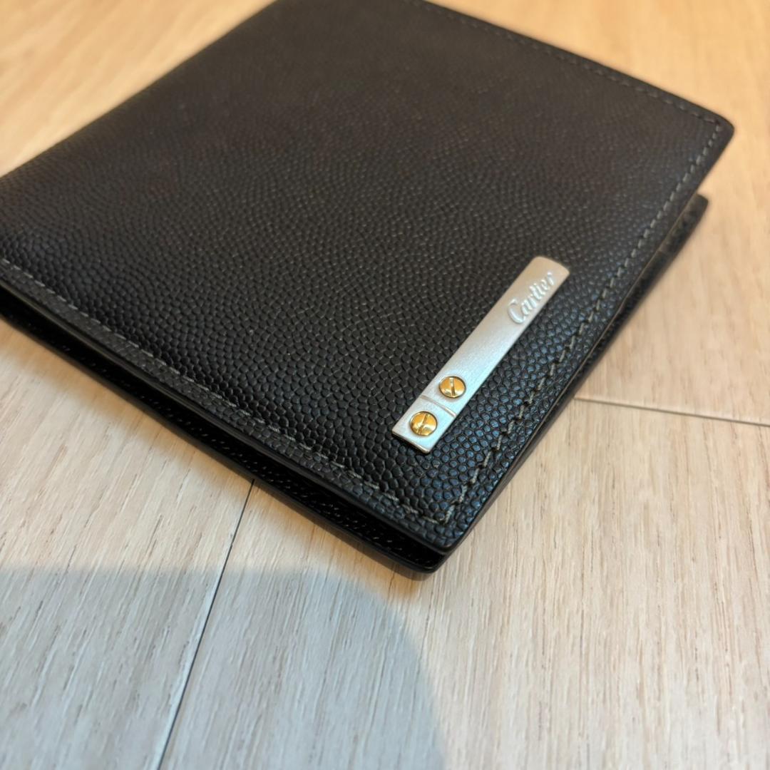 【美品】Cartier カルティエ サントス 二つ折り財布 ロゴプレート