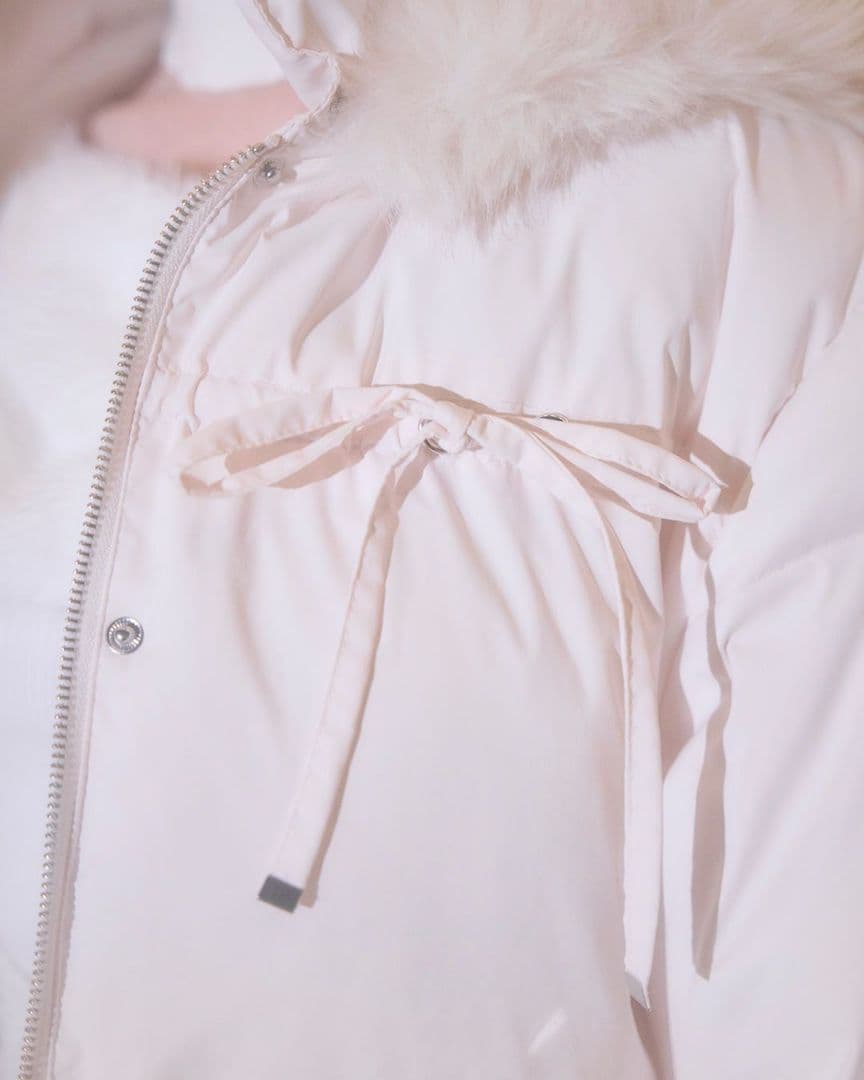 ミシェルマカロン　ファーフードリボンダウンコート　ピンク　XS　残り1