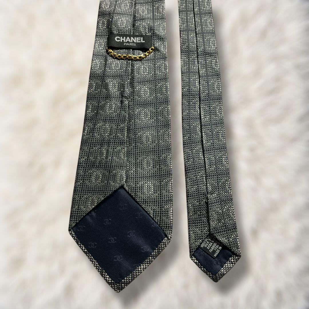 【未使用級✨】シャネル 総柄 ココマーク柄 金チェーン ジャガード グレー