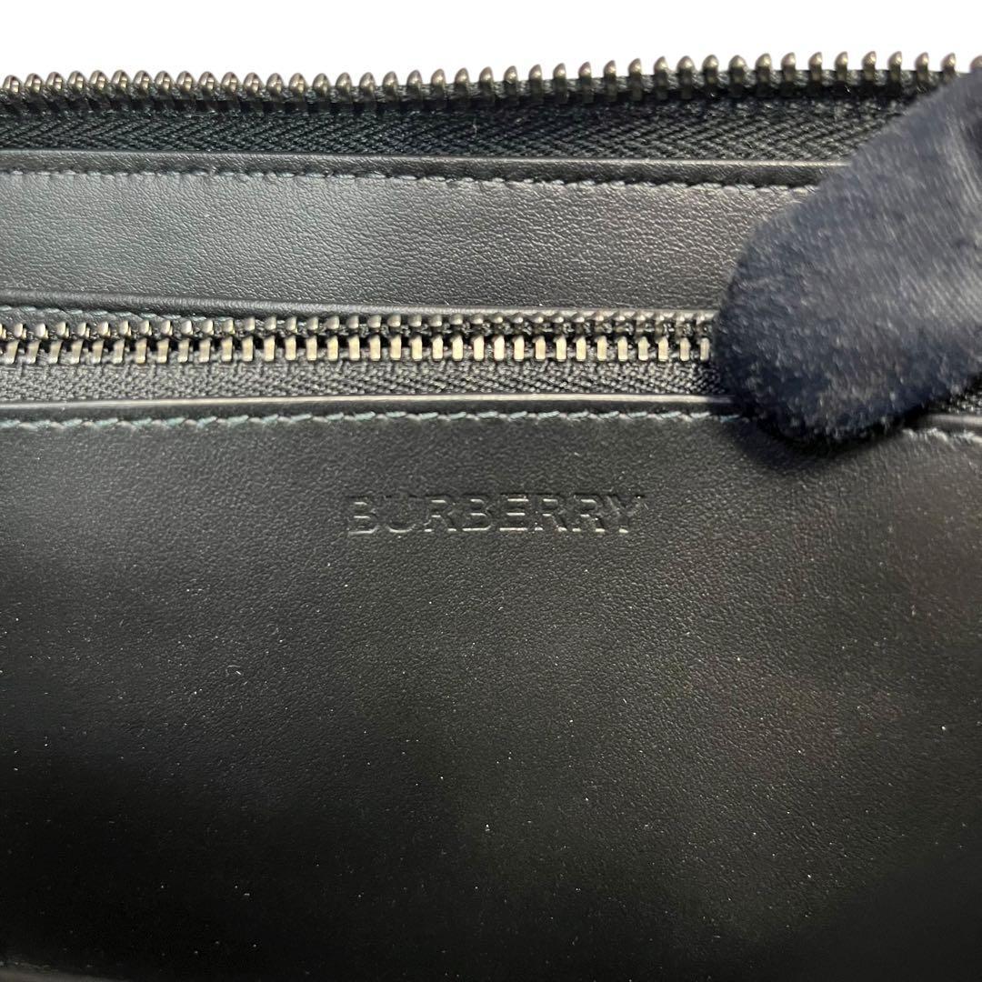 レア✨バーバリー 長財布 ラウンドファスナー チャコール スモークドチェック 黒
