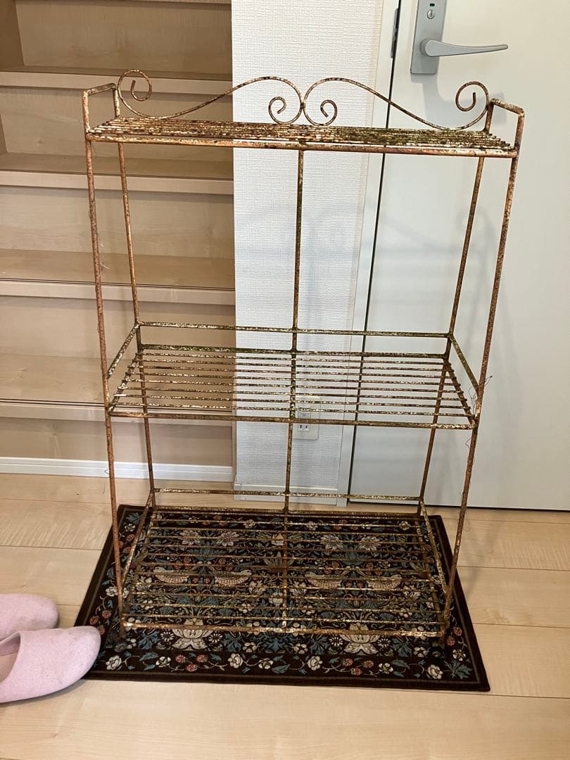 ヴィンテージ　レトロ　アンティーク　バスケット　棚　シェルフ　ガーデニング