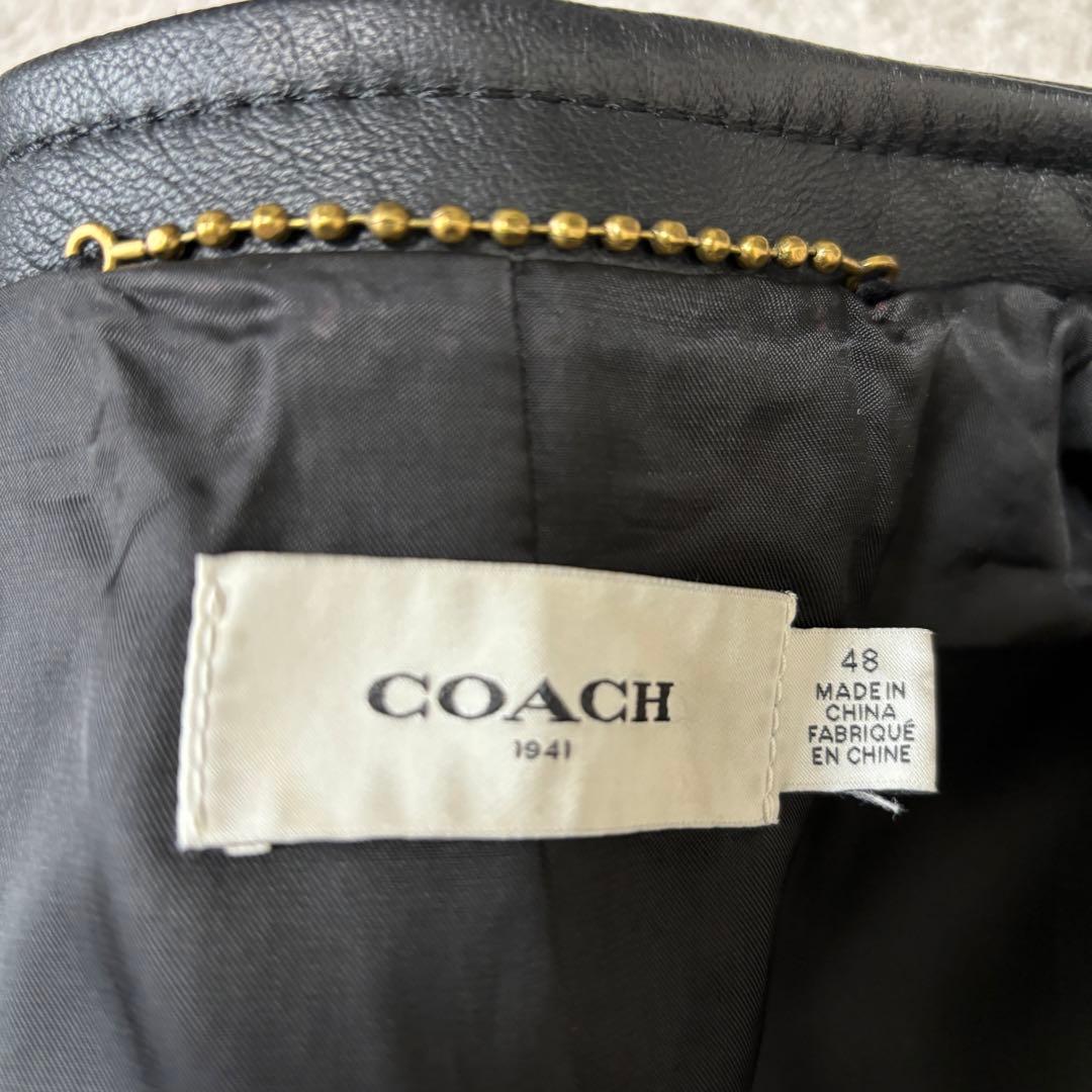 美品 Lサイズ COACH ライダース ラムレザージャケット 八の字 シングル