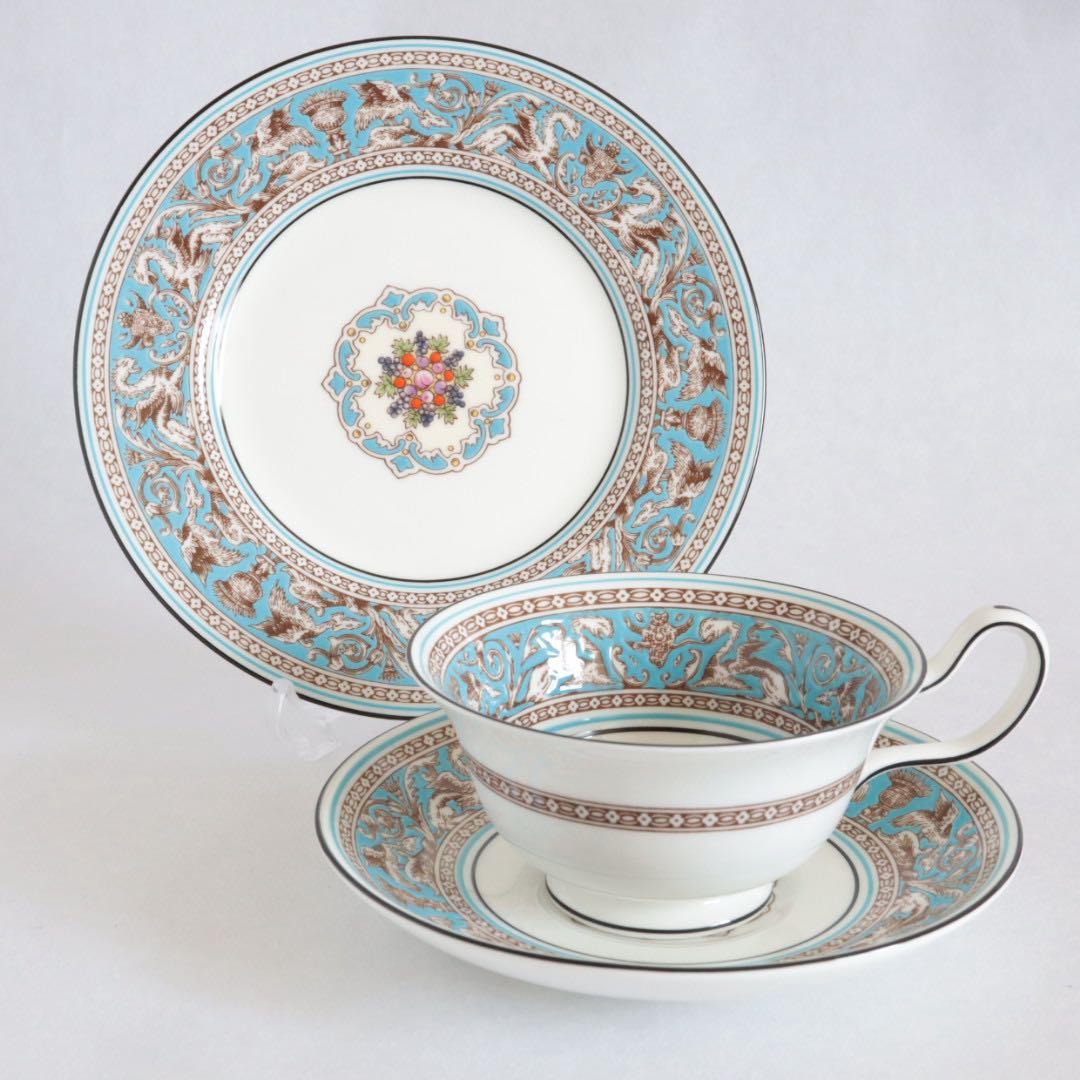 【美品】ウェッジウッド フロレンティーン ターコイズ トリオ ティーポットセット