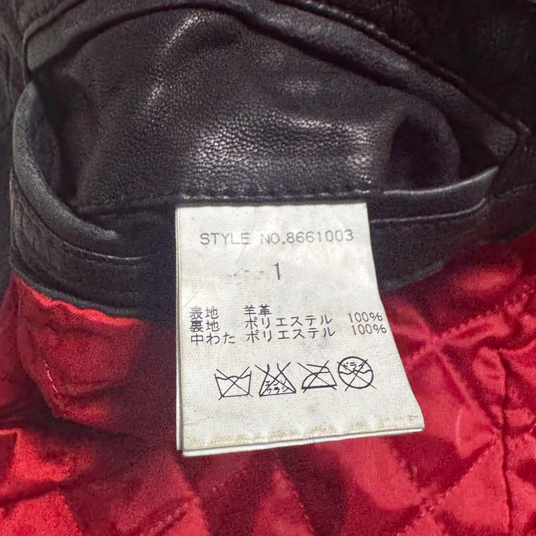 羊革 ダブルライダース 黒×赤 キルティング　y2k ロックテイスト　レディース