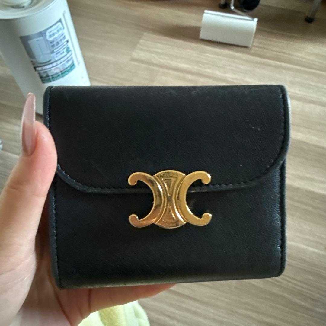 CELINE 黒 レザー 三つ折り財布