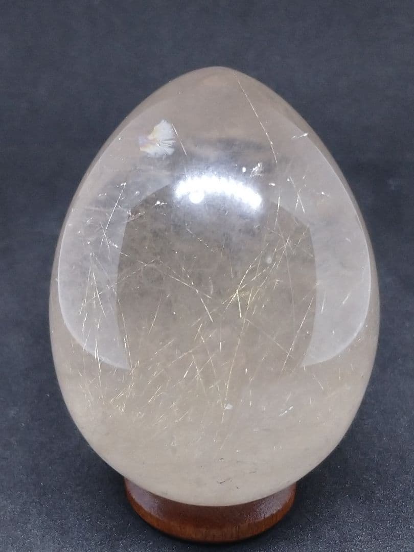 天然石■スモーキールチルクォーツ■虹入り■エッグ■卵■たまご■台座付き■レア