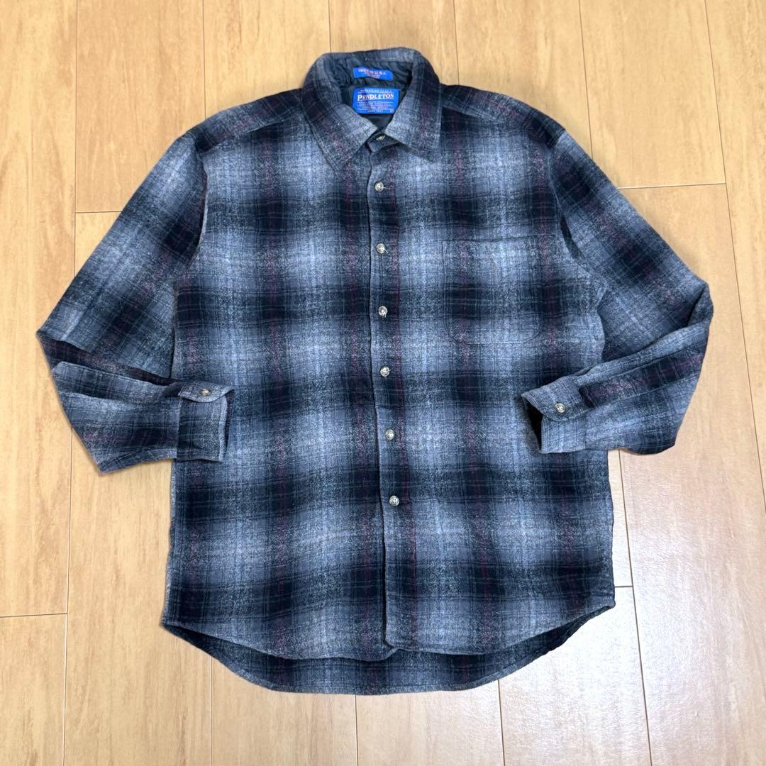 Pendleton USA製 オンブレチェック ウールシャツ オンブレシャツ