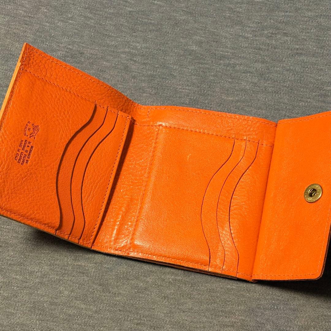 【極美品】イルビゾンテ 二つ折り財布 小銭入れ付き ウォレット オレンジ