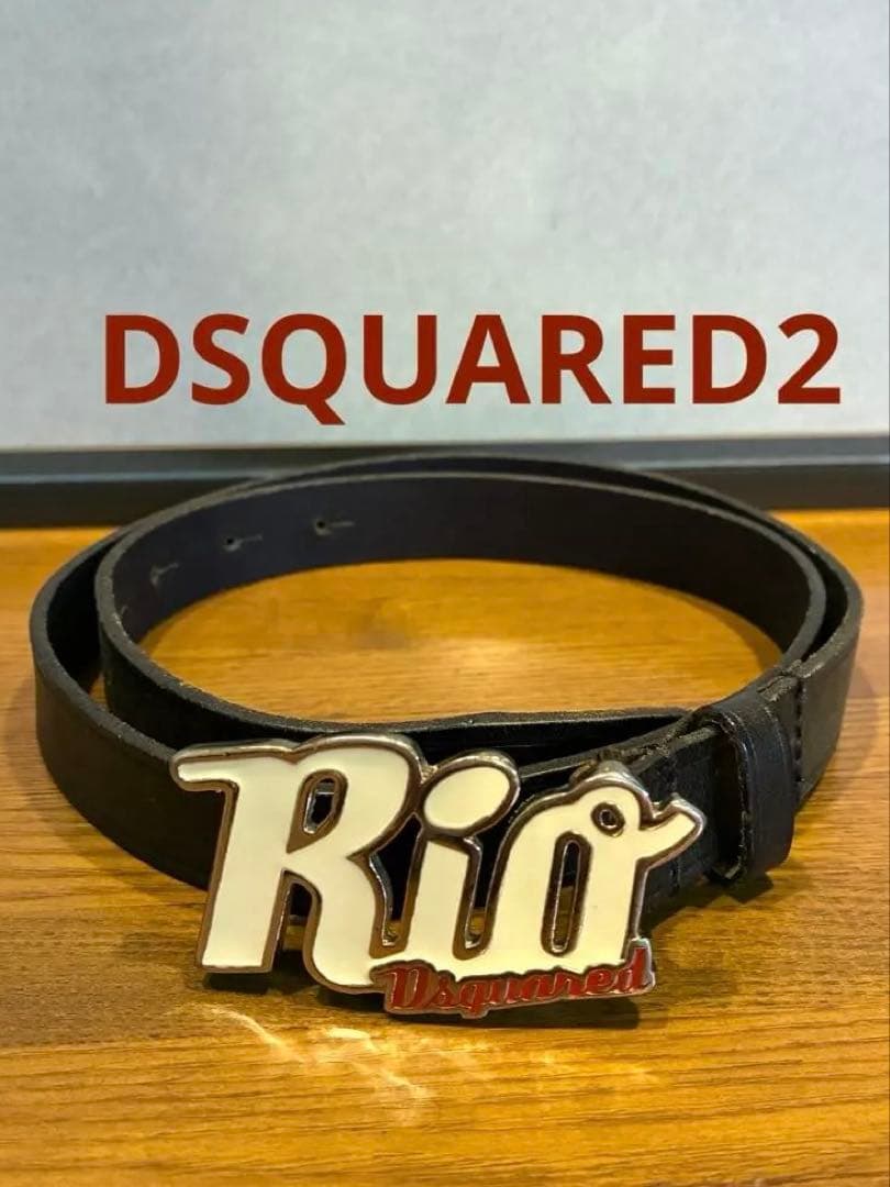 【DSQUARED2】 レザー ベルト イタリア ディースクエアード 黒 白