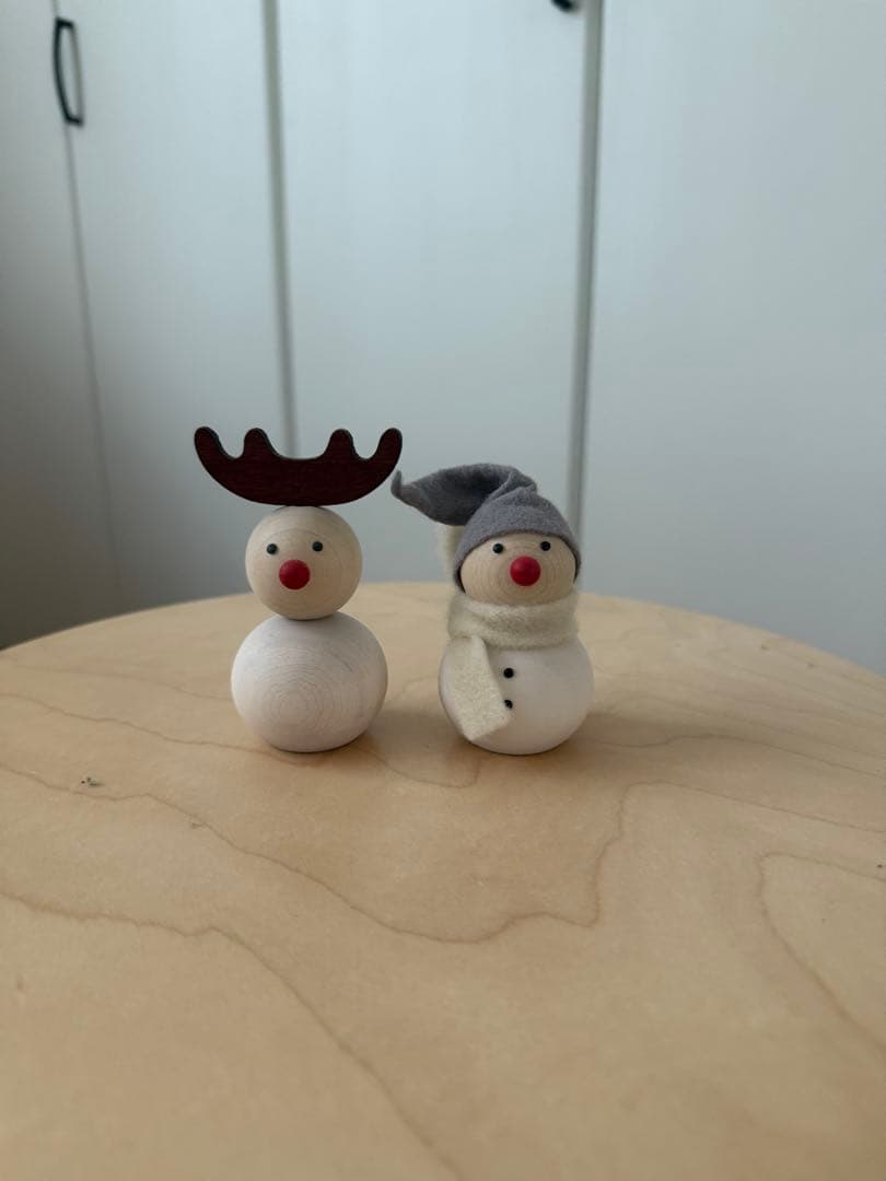 aarikka（アーリッカ）雪だるま＆トナカイ 木製オブジェ セット 北欧