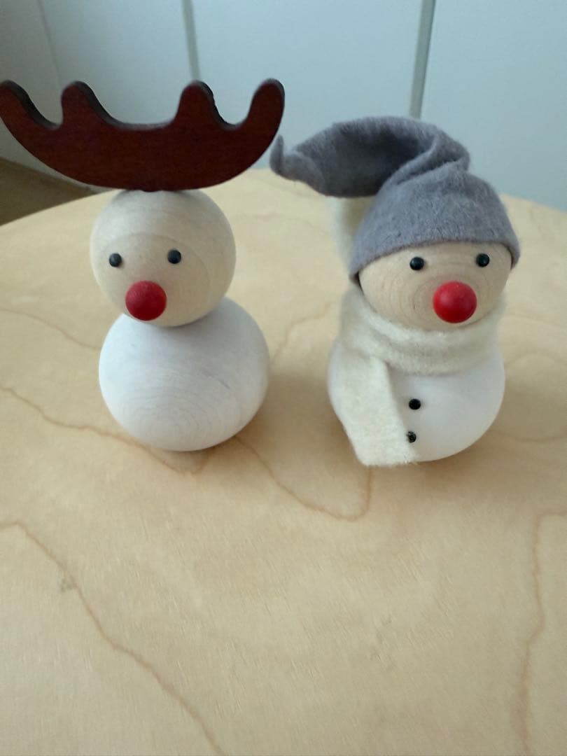 aarikka（アーリッカ）雪だるま＆トナカイ 木製オブジェ セット 北欧