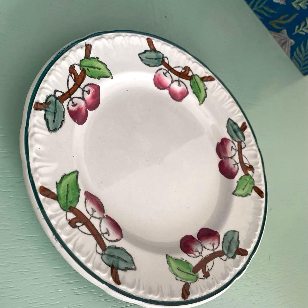 フランスアンティークLongwy ロンウィ プレートチェリー【B】