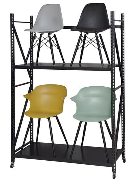 大型 イス収納可 棚調整可能 ラック リビング収納 収納棚 ブラック