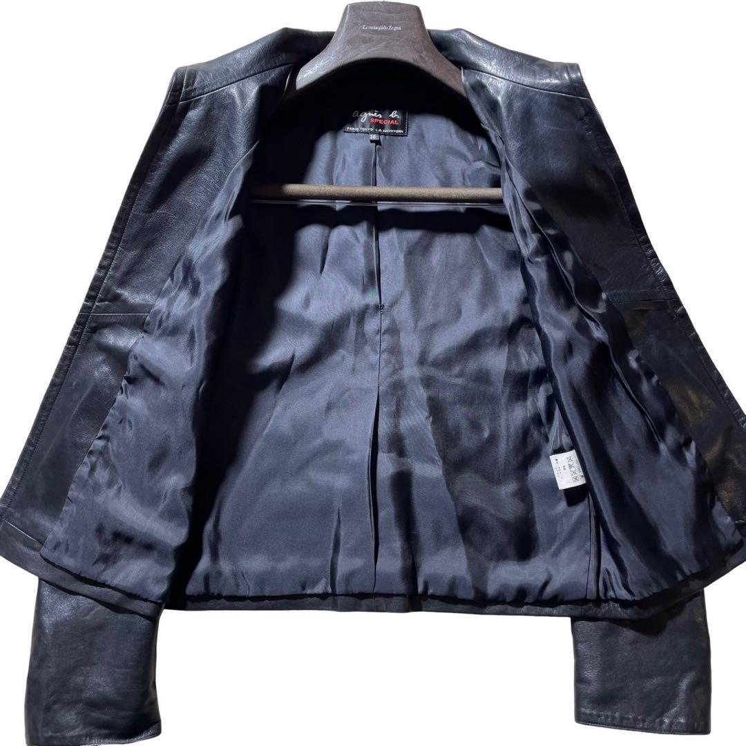 美品■アニエスベー　スペシャル　レザージャケット　羊革　ラムレザー 黒　38