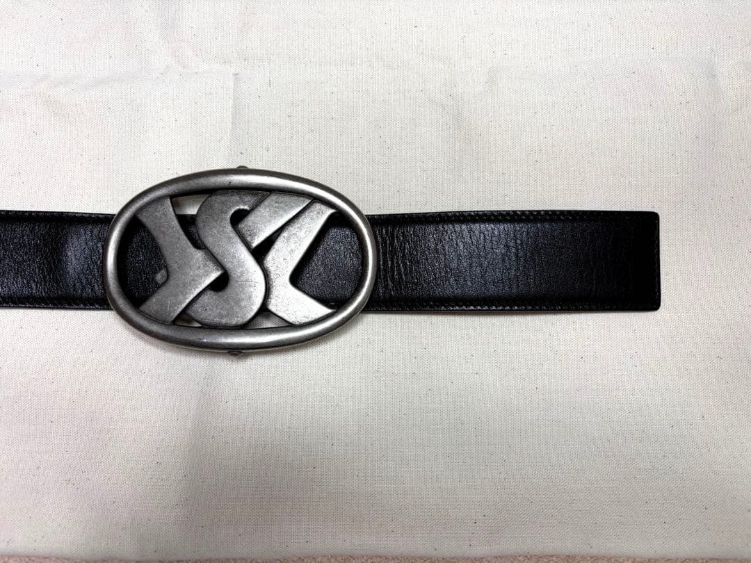 イヴサンローラン ベルト アンティーク加工ロゴ YSL リバーシブル(黒&茶)