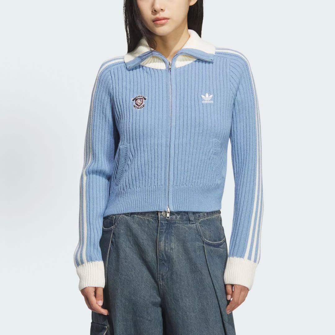 海外限定XL Adidasジップアップ ニットジャケット KF0719