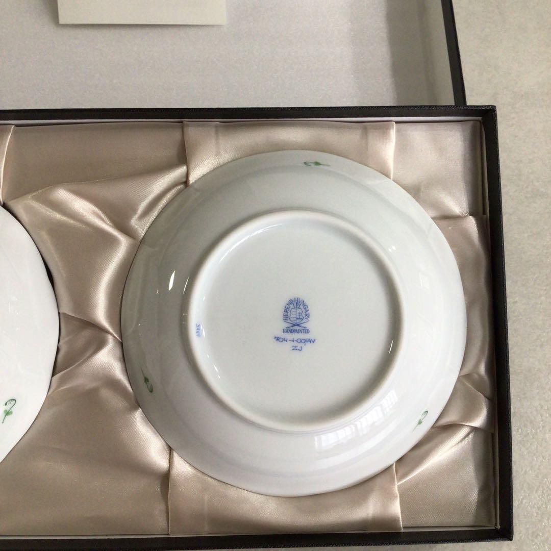 新品未使用 ヘレンド　Herend アポニーグリーン　ペア　フルーツボウル
