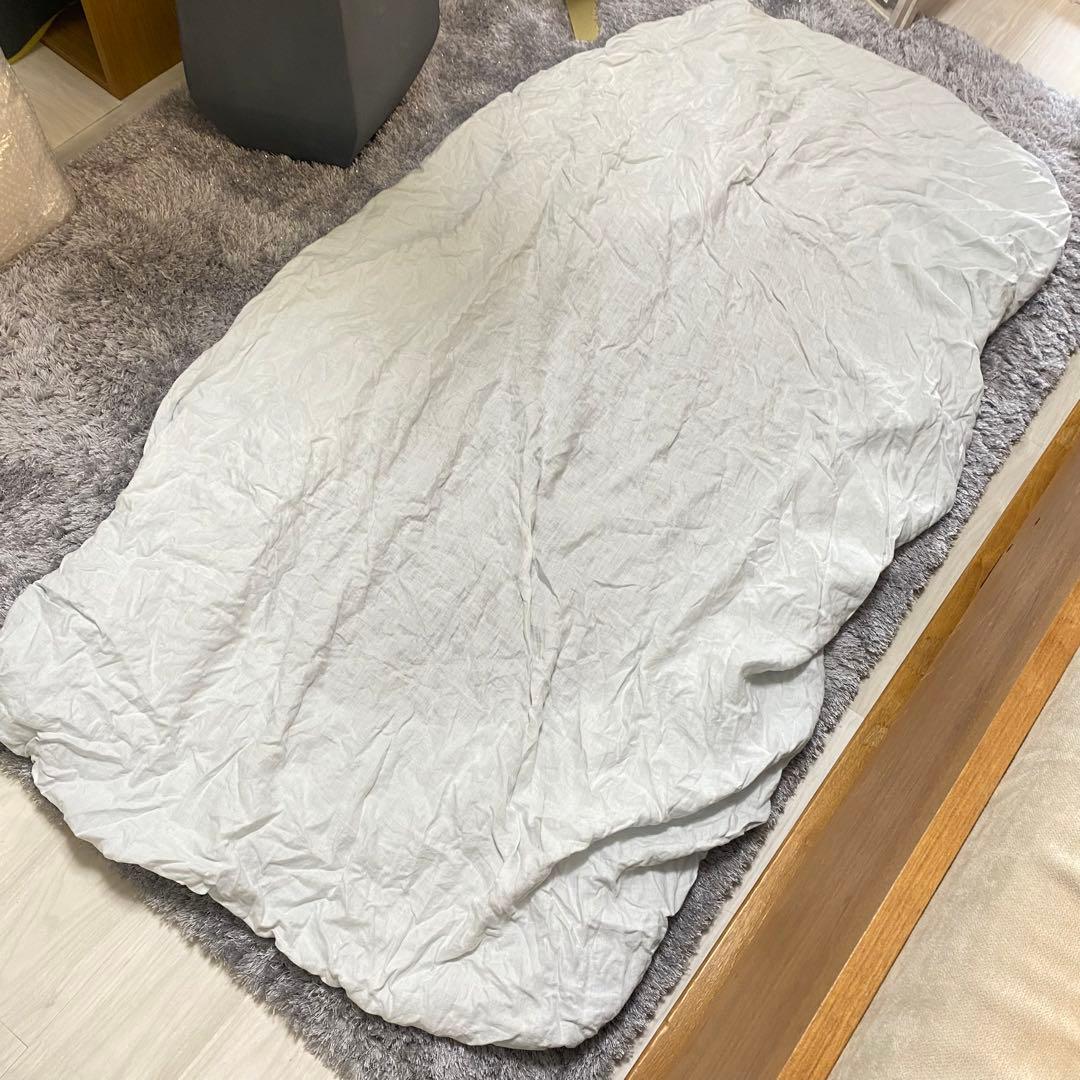 昭和西川　麻100% シングル　ボックスシーツ　水色　マテリオーネ