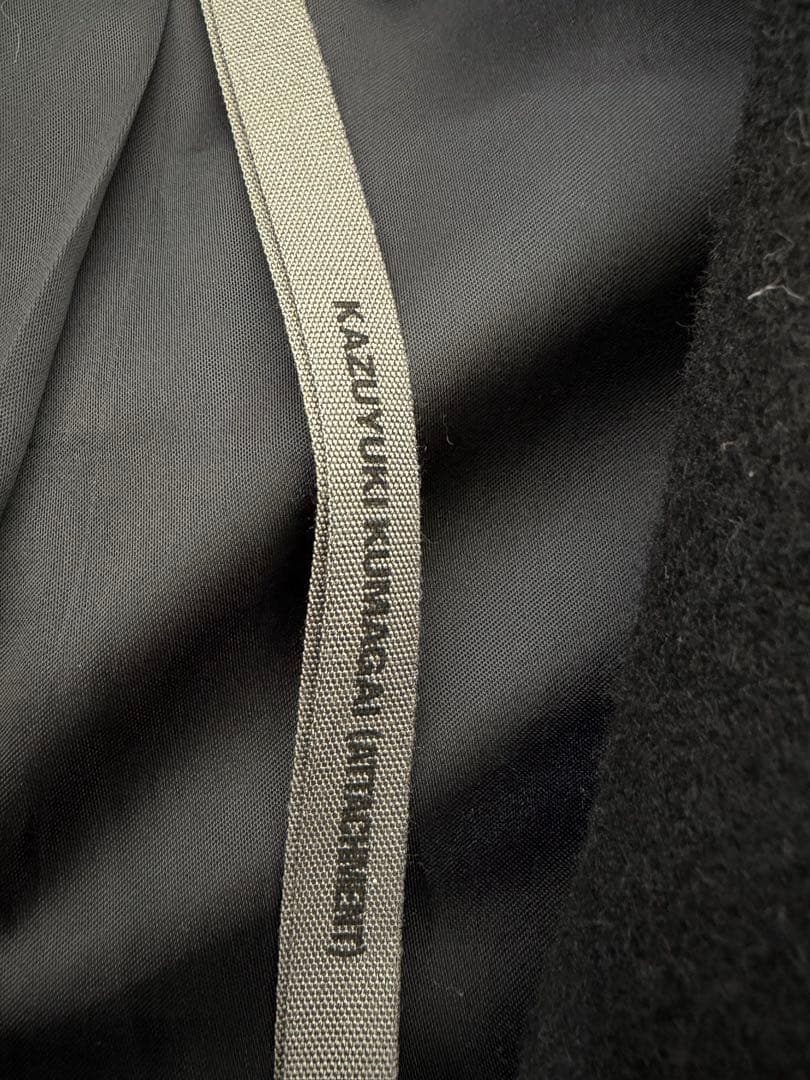 カズユキクマガイ フードドッキング チェスターコート ウール