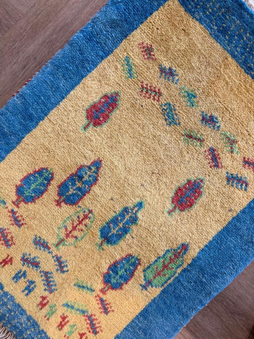 ギャッベ 86x62cm ペルシャ絨毯 手織り ギャベ 玄関マットラグ 絨毯