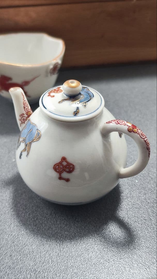 九谷 五客 茶碗 馬柄 九谷焼 木箱入り