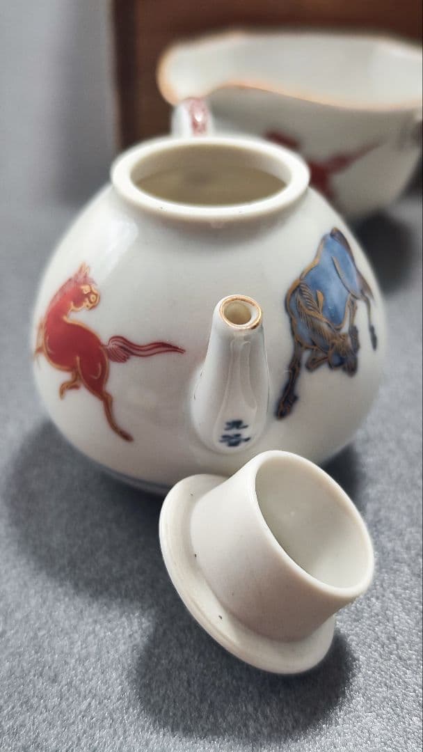 九谷 五客 茶碗 馬柄 九谷焼 木箱入り