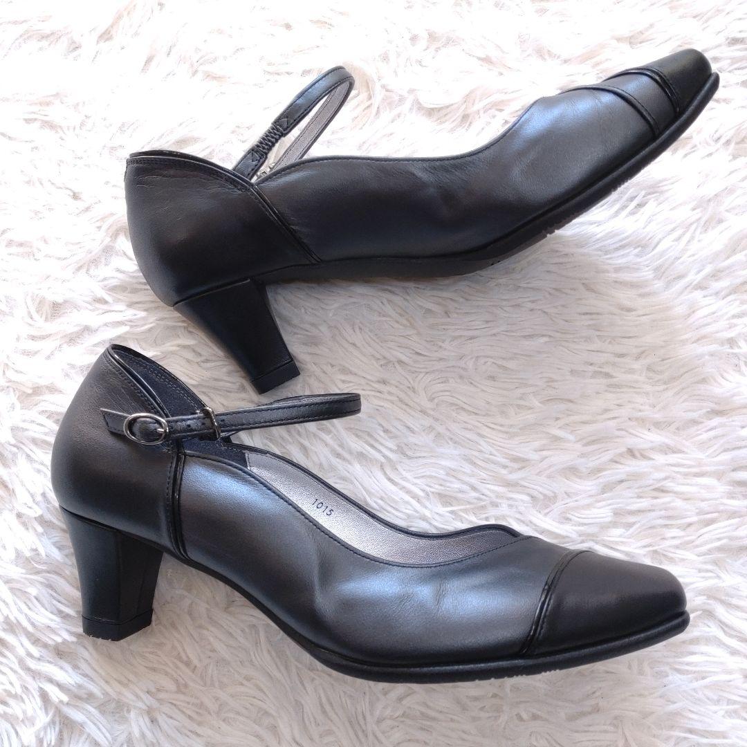 asics WALKING pedala パンプス 24.5㎝ EE 黒 レザー