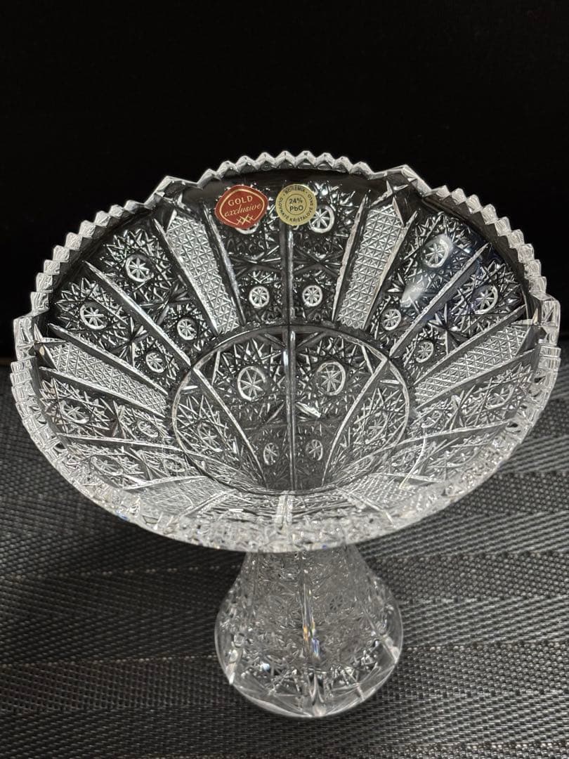 希少　ボヘミアクリスタル　フラワーベース 高さ15cm