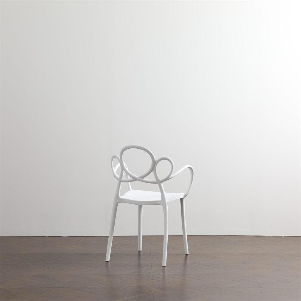 新品　完成品ホワイト アーム付きチェア 2脚セット椅子・チェア　ダイニングチェア