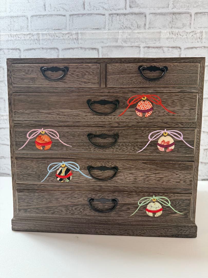 浅草 箱長 開きタンス 桐 鍵付 桐木目込み細工