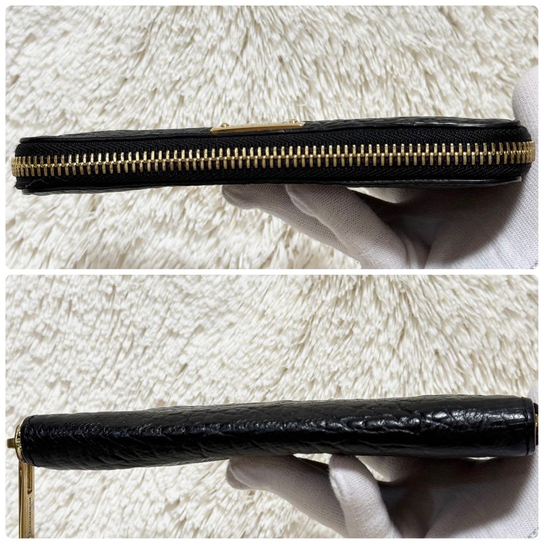 【希少】バーバリー　クロコ型押し　ゴールド金具　長財布　ラウンドファスナー