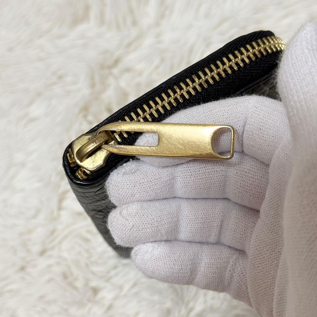 【希少】バーバリー　クロコ型押し　ゴールド金具　長財布　ラウンドファスナー