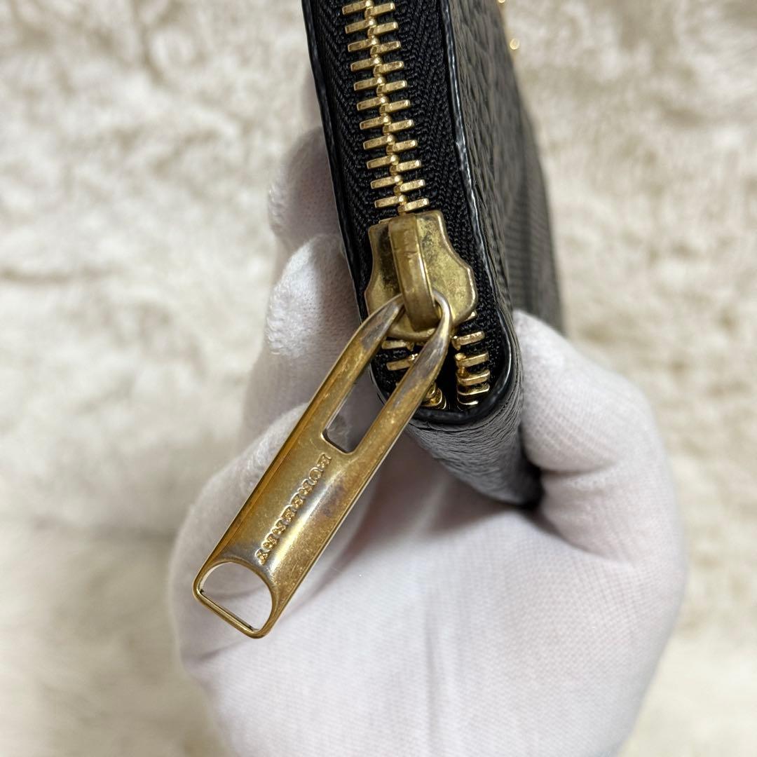【希少】バーバリー　クロコ型押し　ゴールド金具　長財布　ラウンドファスナー