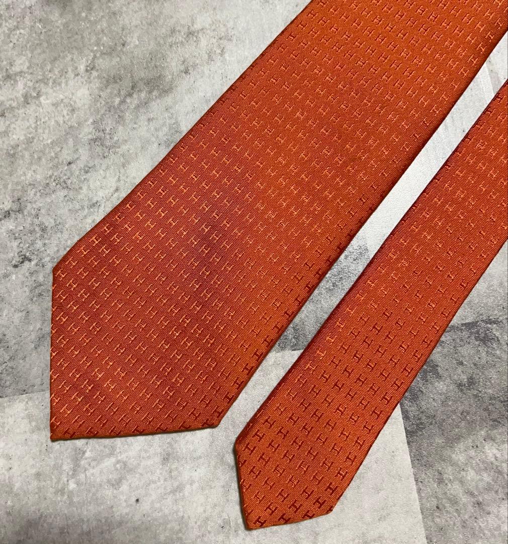 HERMES ネクタイ ハイブランド ファソネ オレンジ