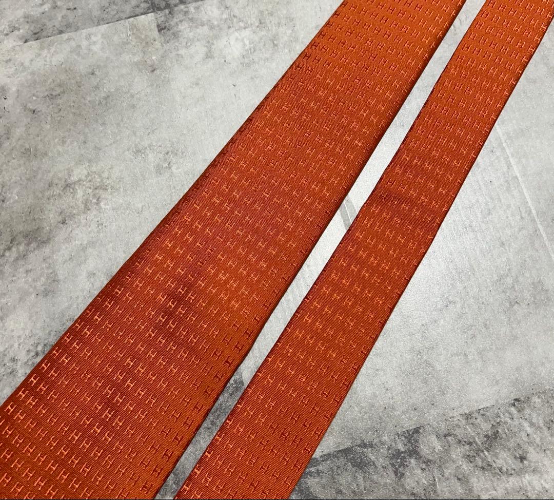 HERMES ネクタイ ハイブランド ファソネ オレンジ