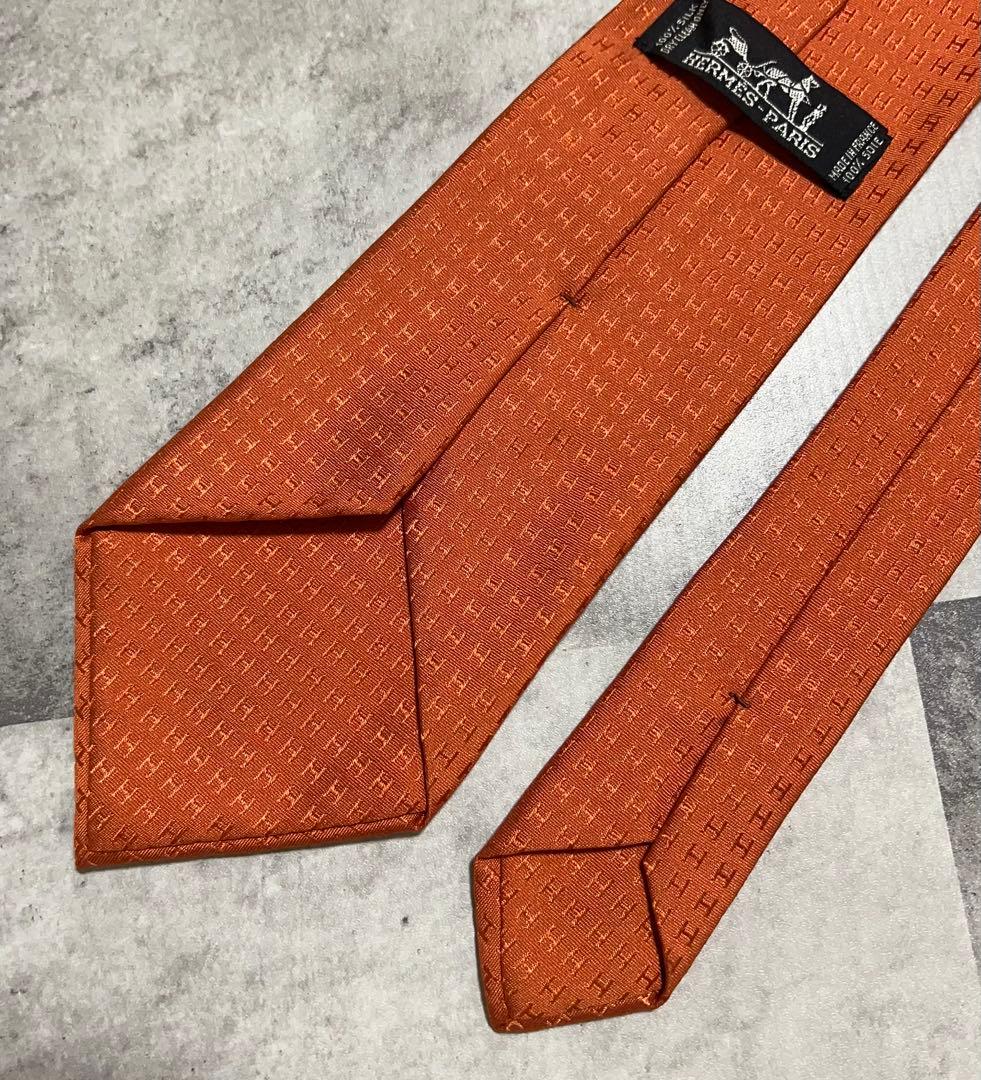 HERMES ネクタイ ハイブランド ファソネ オレンジ